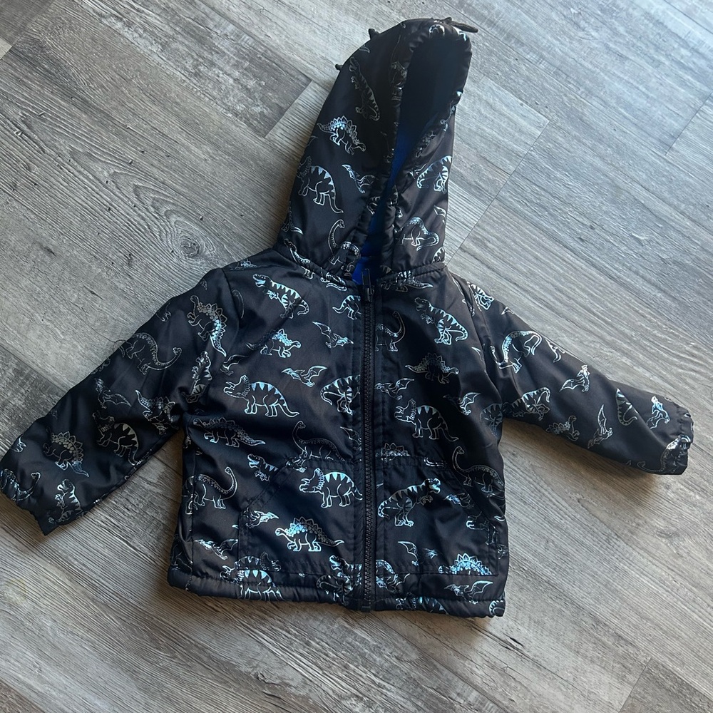 Kids Dinosaur Print Black Jacket